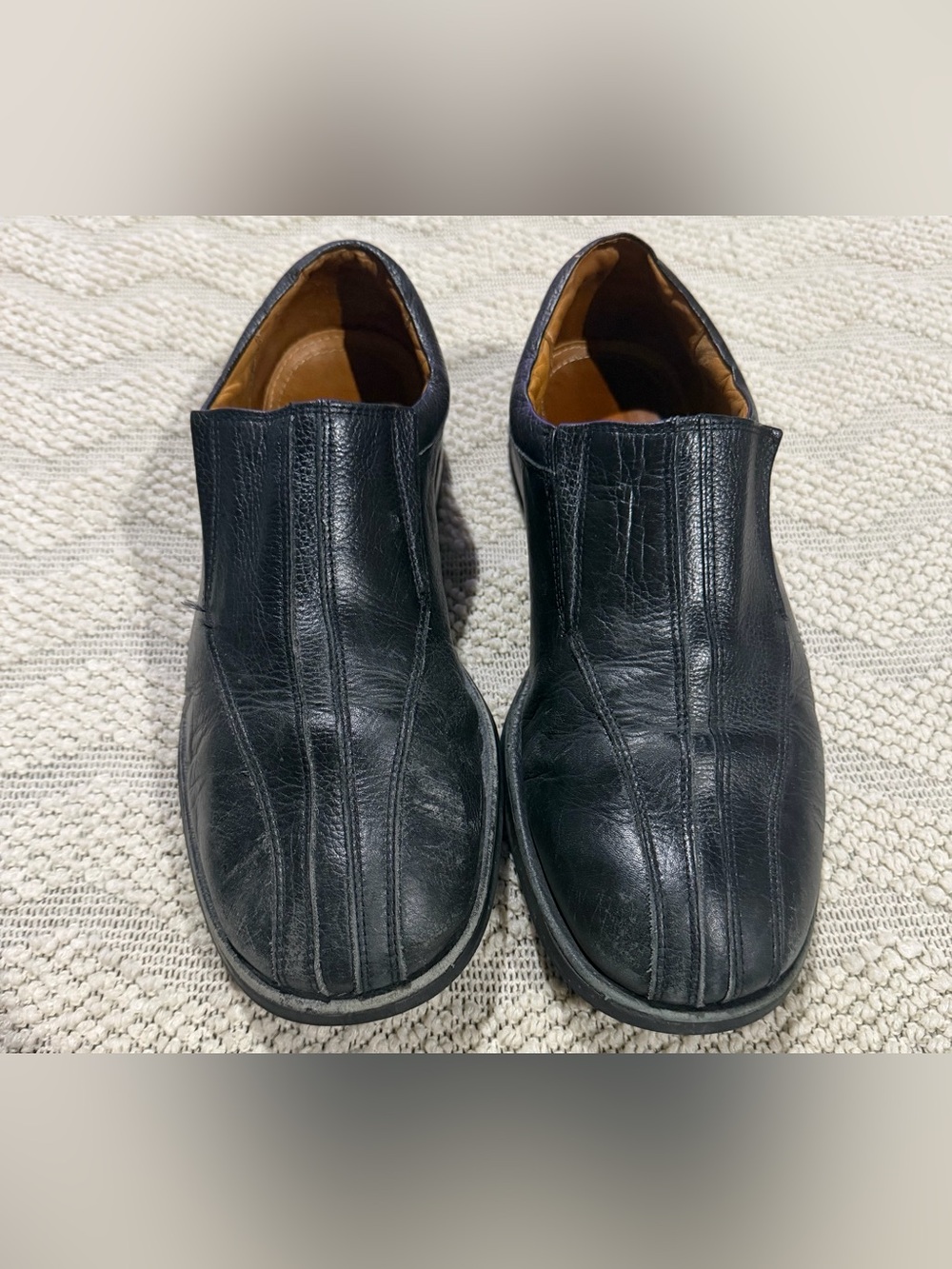 Sandro Moscoloni Comfortwalk Men's Black Leather Slip On Loafers 11 D Brazil